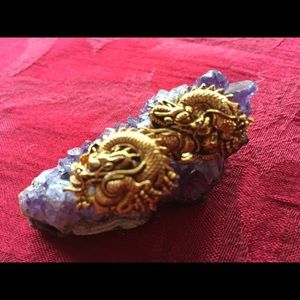 Vintage gold dragon earrings